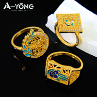 Exquis arabe police anneaux Zircon bijoux 18k or Non ternir dames mode été pas cher Simple anneaux pour mariage
