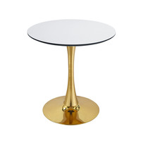 Table basse ronde moderne et légère en travertin/pierre avec base en or