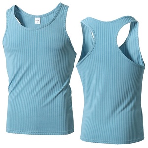 Débardeurs côtelés pour hommes grandes tailles, T-shirts de sport <span class=keywords><strong>sans</strong></span> manches en maille, sous-vêtements de gym, gilets de musculation 5XL, vêtements de fitness, tees de golf - Product Image 3