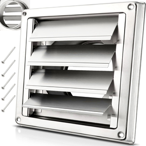 Grille d'évacuation carrée en caoutchouc YOD pour entrepreneur en CVC, avec volet mobile, étanche aux intempéries, 4 pouces, en acier inoxydable 304, pour sécheuse extérieure - Product Image 1