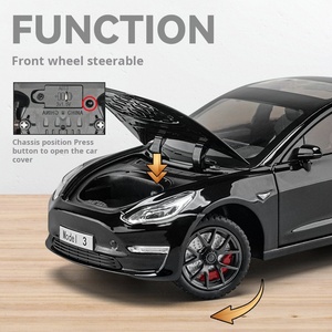 Modellino 1/24 Tesla Model 3 in Metallo Zincato, Alta Simulazione, con Gancio Traino, Suono <span class=keywords><strong>e</strong></span> Luci, Funzione Pullback, Batteria al Litio, Giocattolo da Collezione Unisex - Product Image 6