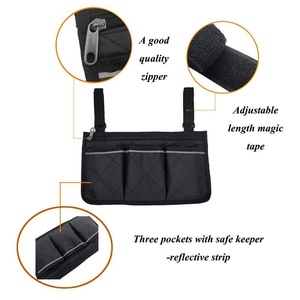 Wheelchair Armrest Storage Bag With Reflective Strips For Safe Night Travel Black Blue Burgundy - Product Image 5