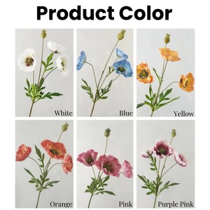 Offre Spéciale – Fleurs Artificielles en Soie à 4 Têtes de Coquelicots Blancs, Oranges et Roses pour Décoration de Mariage, Arrangements Domestiques ou Noël - Product Image 3