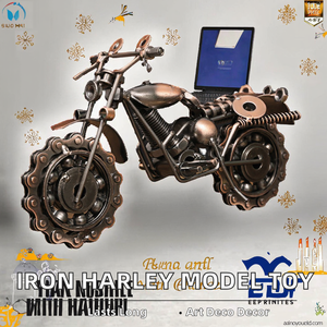 Creative <b>Retro</b> Wrought Iron Harley Motorcycle Ornaments Personalities Still Life Locomotive Model Toys Perfect Birthday Gifts - Product Image 2