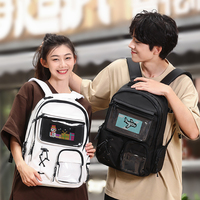 Sac à dos blanc grande capacité 36-56L avec fenêtre transparente, fermeture éclair étanche, sac à bandoulière pour l'école et les voyages, décontracté, unisexe, usage quotidien
