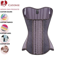 Faja Reductora de Cintura con 19 Varillas de Acero, Color Morado, Efecto Reloj de Arena, Moldeadora Corporal para Mujer, Control de Abdomen, Cinturón de Soporte Lumbar para Deporte y Fitness