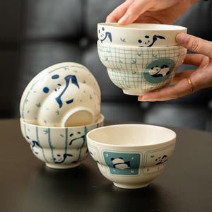 Bol en céramique Panda bol à manger de riz mignon vaisselle domestique créative personnelle particulièrement belle pour un usage domestique - Product Image 4
