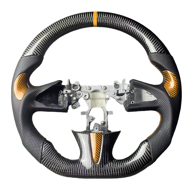 Cuir + poignée de fibre de carbone + couture jaune de rayure