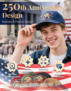 Casquette de baseball américaine rétro brodée, effet délavé, ajustable, avec motif Aigle <span class=keywords><strong>chauve</strong></span> patriotique, <span class=keywords><strong>pour</strong></span> le 250e anniversaire des États-Unis - Product Image 3