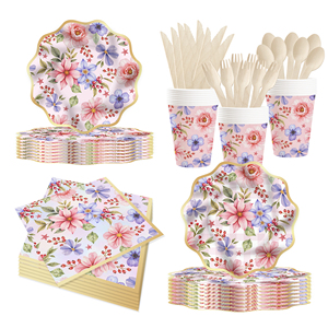 Platos y Servilletas con Diseño de Flores Silvestres DAMAI, Artículos para Fiestas, Platos de Papel Florales, Servilletas, Decoraciones para Baby Shower, Juegos de Vajilla - Product Image 4