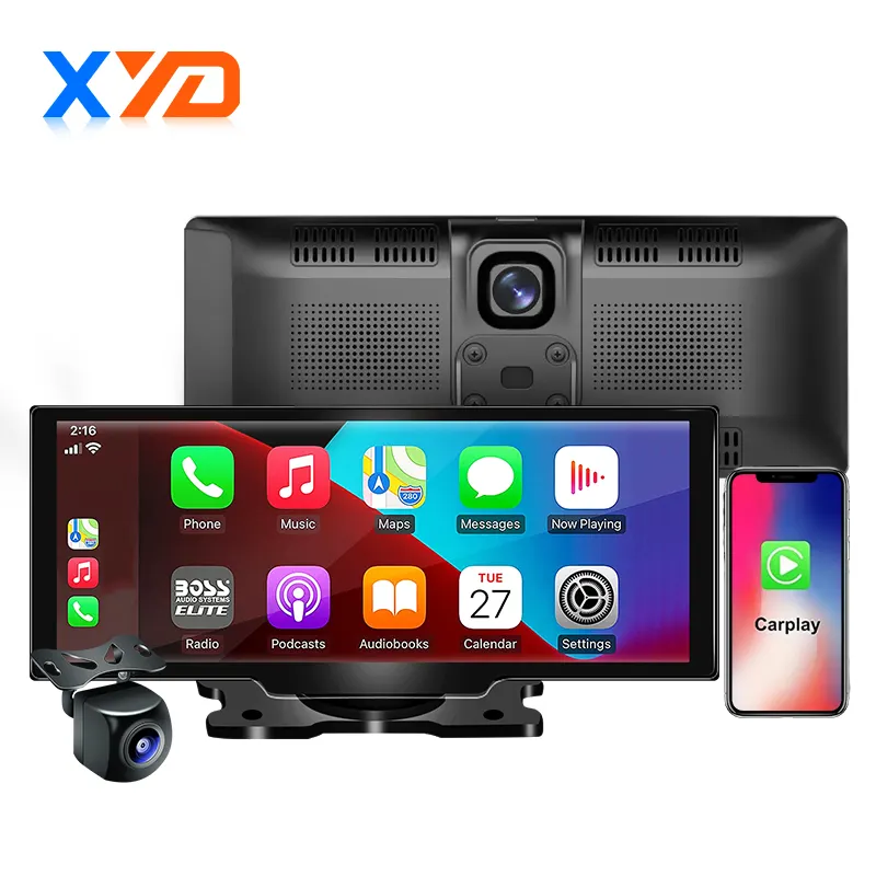 Xyd 1080P Camera Draagbare 10.26 Inch Carplay Voertuig Achteruitrijden Recorder Auto Scherm Dvr Carplay Monitor