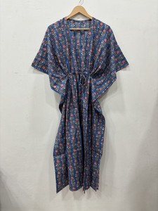 Robe Kaftan à Imprimé Floral Fluide pour Femmes, Style Bohème, Robe Longue, Coupe Décontractée, Taille Ajustable avec Cordon, Tenue Casual - Product Image 3