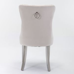 DB Nikki Collection Chaise de salle à manger rembourrée en velours contemporain moderne haut de gamme Chaise de salle à manger rembourrée en bois massif chromé - Product Image 6