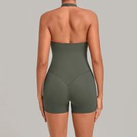 Combinaison de yoga courte pour femme, dos nu, col en V, effet ventre plat et rehausseur de fesses, moulante, pour l'entraînement et la gym, vente en gros