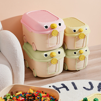 4 Roues Poulies Animal Canard Sceau Forme Bloc Coloré Enfants Jouets Couvercle Boîte de Rangement Bacs Plastique PP Organisateur Rose
