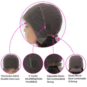 Perruques Courtes Bouclées en Gros, Perruque à Franges Ondulées pour Femmes Noires, Perruques Bob Brésiliennes Naturelles en Cheveux Humains avec Dentelle Frontale - Product Image 3