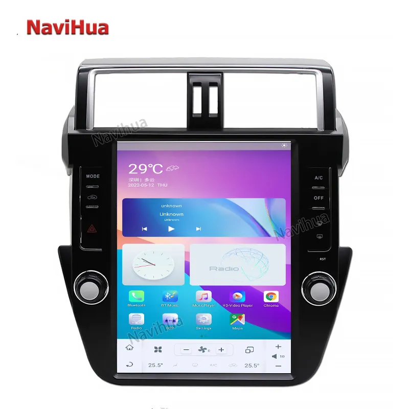 Navihua 12.1 inch Android 11 xe đa phương tiện Máy nghe nhạc Màn hình dọc IPS hiển thị với kết nối BT cho Toyota Prado 2014-2016