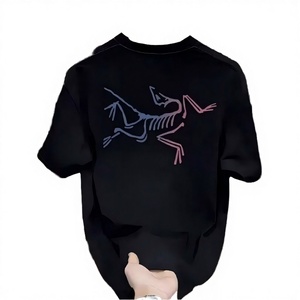 2026 New Trendy Cartoon Printed <b>Knitted</b> Cotton Blend Short-sleeved Regular Fit Unisex Couple's Summer Teenager Casual O-Neck - Product Image 3
