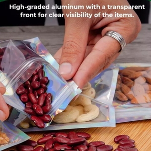 <span class=keywords><strong>100</strong></span> Cái Laser Cầu Vồng Ba Chiều Túi Giấy Bạc 4X6 Inch Chống Mùi Có Thể Khóa Lại Túi Mylar Đựng Thực Phẩm Có Khóa Kéo Trong Suốt - Product Image 5