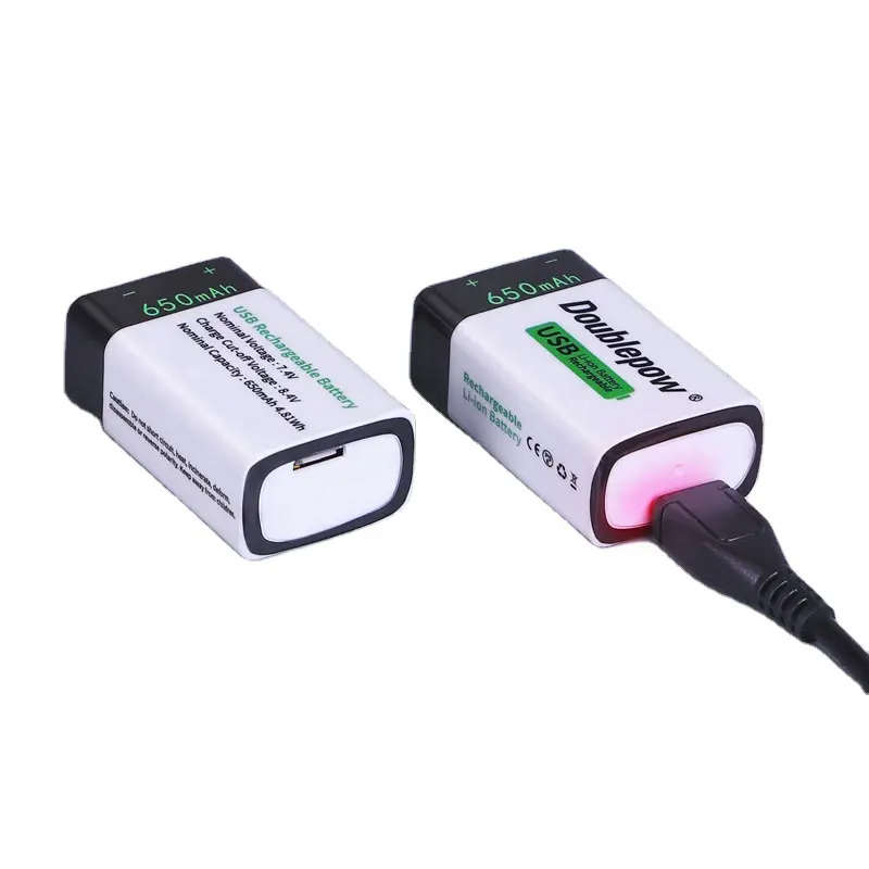 عالية السعة 650mAh USB قابلة للشحن ليثيوم أيون 9v بطارية قابلة للشحن usb بطارية أيون الليثيوم ل أداة الإلكترونية