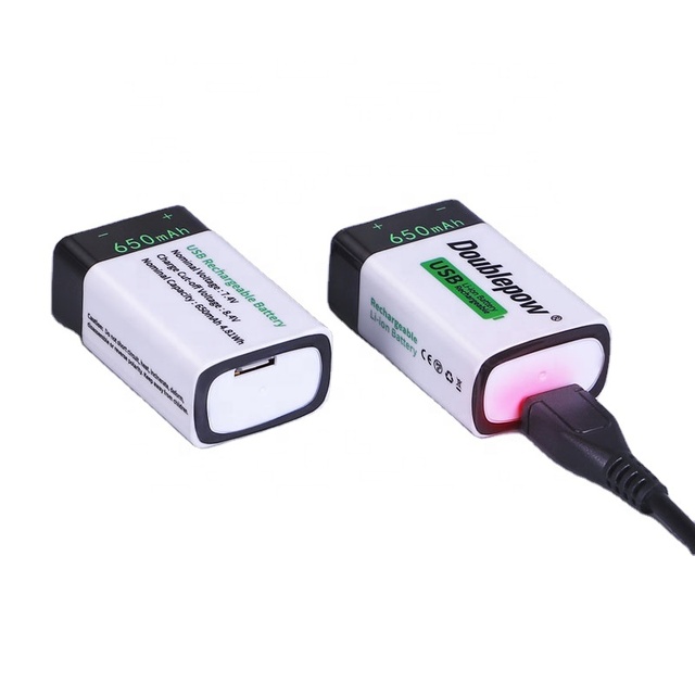 High Capacity 650mAh USB Rechargeable Li Ion 9v Rechargeable Battery Usb Lithium Ion Battery for Electronic Instrument