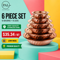 Lot de 12 bols alimentaires en acier inoxydable de 25-50 cm avec couvercles, couleur or rose gaufré, portables, durables, idéaux pour le camping – Vente Flash