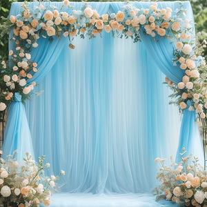 Voilage en tulle à passe-tringles, style européen, extensible et infroissable, en polyester, pour toile <span class=keywords><strong>de</strong></span> fond <span class=keywords><strong>de</strong></span> mariage, draperie en mousseline multi-usage pour <span class=keywords><strong>arche</strong></span> - Product Image 2