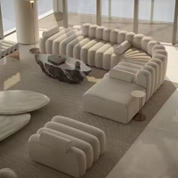 Ensemble de canapés en forme de L de qualité commerciale SinoFur en tissu moderne pour hôtels et centres commerciaux