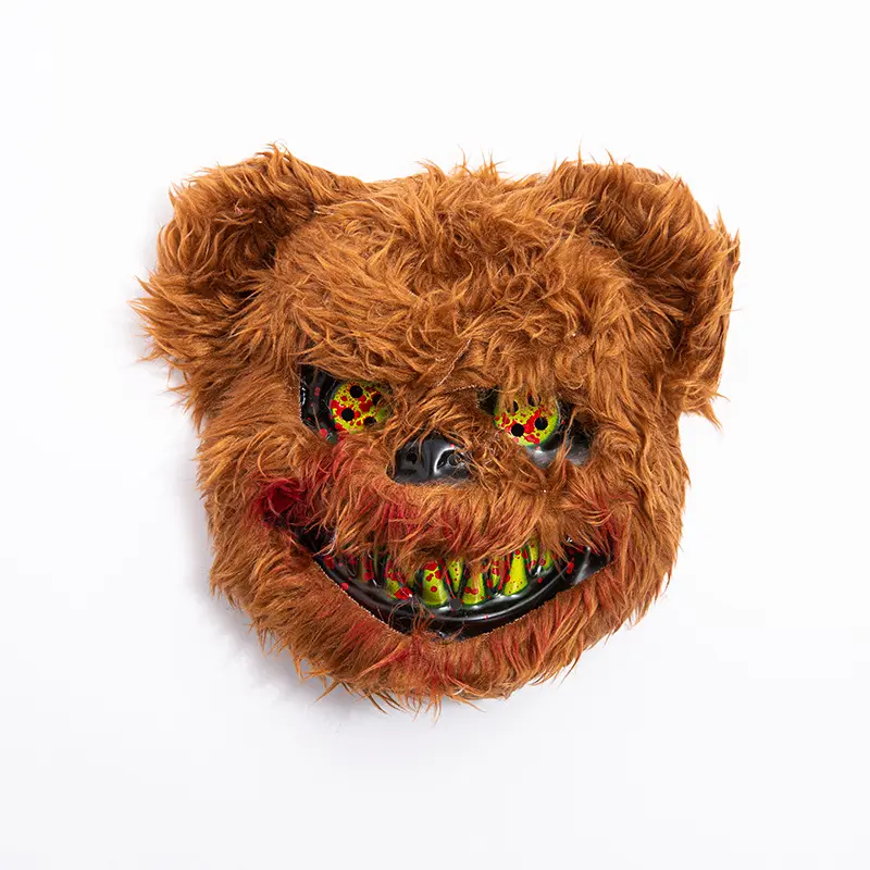 2023 new Halloween party plush bloody bear horror rabbit mask cross-border new cosplay mask.