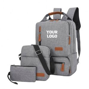 Wholesale Customized Logo Printed for <b>Women</b> Men Functional Business 3 <b>Pack</b> Backpack Set Large Nylon Durable School Bag - Product Image 1