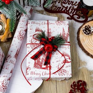 Vintage Christmas Wrapping <b>Paper</b> <b>Red</b> Classic Santa Deer Design 46.8 Square Feet Gift Craft Recyclable Double Side Roll - Product Image 2