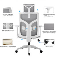 Chaise de bureau BOKE personnalisable, ergonomique, moderne, à dossier haut en maille, avec accoudoirs fixes, coussin, inclinable et pivotante
