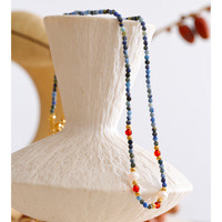 Collier ras du cou en pierres naturelles, perles simulées, plaqué or 18 carats, acier inoxydable, bijoux