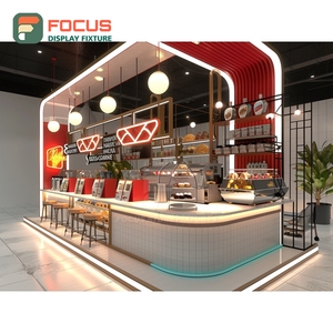 Mostrador de Servicio de Café Comercial con Estante para Condimentos, Panel de Madera y Exhibidor para Cafetería - Product Image 6