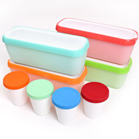 Conteneur à glace en plastique empilable réutilisable de 1,5 litre avec couvercle amovible pour yaourt, sorbet, gelato faits maison, stockage au réfrigérateur