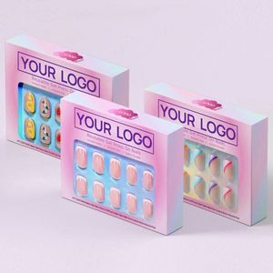 Custom Printed Private Label Press on Nail Packaging Box Eco-Friendly Matt Lamination Sponge Lined Clear Pink <b>Folders</b> - Product Image 1