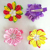 2.5 pouces usine personnalisée impression ruban rose fleur cheveux accessoires pince à cheveux pour bébé filles