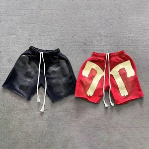 Sudadera con capucha y cremallera completa para hombre con logotipo personalizado de OEM y ODM, conjunto de pantalones cortos con estampado abullonado, lavado ácido, sol, desteñido, estilo Vintage desgastado para ganar - Product Image 4