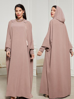 Robe abaya longue à manches longues rose sale vert olive Col châle Design Tassel Accents Style drapé Pleine longueur Coupe ample