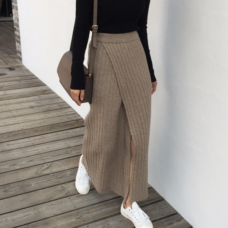 30% Winter Autumn Knitting Skirt High Waist Warm Thicken