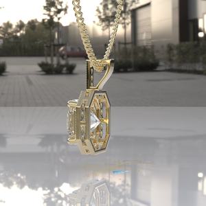 Asscher Cut Moissanite <b>Pendant</b> Solid Gold 3CT Asscher Halo Lab Grown Diamond <b>Pendant</b> Necklace Halo Square <b>Emerald</b> Cut <b>Pendant</b> - Product Image 3