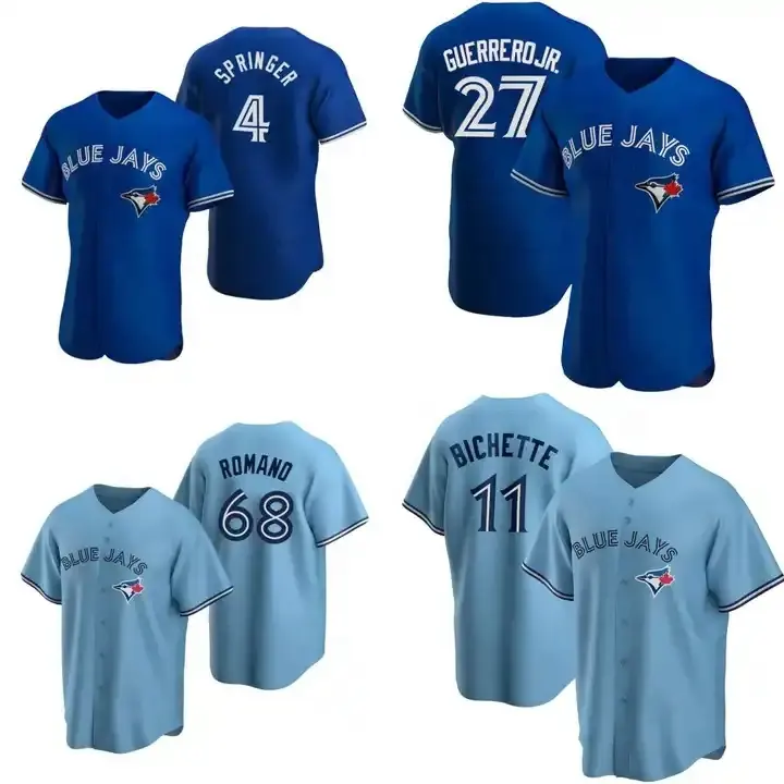 Men's Toronto Blue Jays 27 Vladimir Guerrero Jr. 11 Bo Bichette 4 George Springer NK Blue Alternate Player Baseball Jerseys