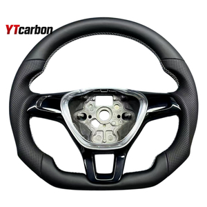 Volante de Cuero Completo Personalizado YTcarbon para Transporter <span class=keywords><strong>Virtus</strong></span> Vento, Accesorios Interiores para Automóviles, Modificación de Piezas de Automóviles, Cuero Italiano y Gamuza - Product Image 3