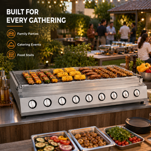 Parrilla de Gas LPG Comercial de 8 Quemadores, Parrilla de Mesa de Acero Inoxidable de 1080 mm con Perillas Independientes e Ignición Piezoeléctrica - Product Image 5