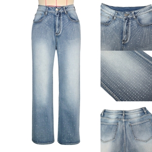 Jeans <span class=keywords><strong>Casual</strong></span> da <span class=keywords><strong>Donna</strong></span> dal Design <span class=keywords><strong>Chic</strong></span> 2026 con Strass, Pantaloni Dritti in Denim alla Moda - Product Image 6