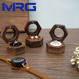 Đính hôn đề nghị mộc mạc Walnut lưu trữ Vòng gỗ hộp đồ trang sức gói đôi đơn Nhẫn hộp đám cưới bằng gỗ Nhẫn hộp - Product Image 5