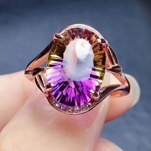 แหวนพลอยอะเมทรินทรงรี ตัวเรือนเงินแท้ 925 ขายส่ง - Product Image 2