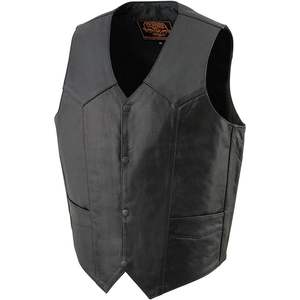 2025 cuero Premium Hombres estilo occidental cuello en V chaleco cierre a presión motocicleta chaleco LKMMLSH - Product Image 3