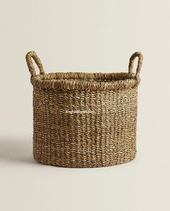 Panier de rangement pliable en jonc de mer fait main avec poignées, organisateur moderne en jonc de mer tressé écologique pour vêtements et décoration intérieure - Product Image 1