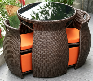 Modern Rattan Outdoor Furniture <b>Table</b> <b>Chair</b> Set with Cushioned Seating Metal Frame <b>2</b>-<b>Seater</b> for <b>Garden</b> Patio Balcony - Product Image 5